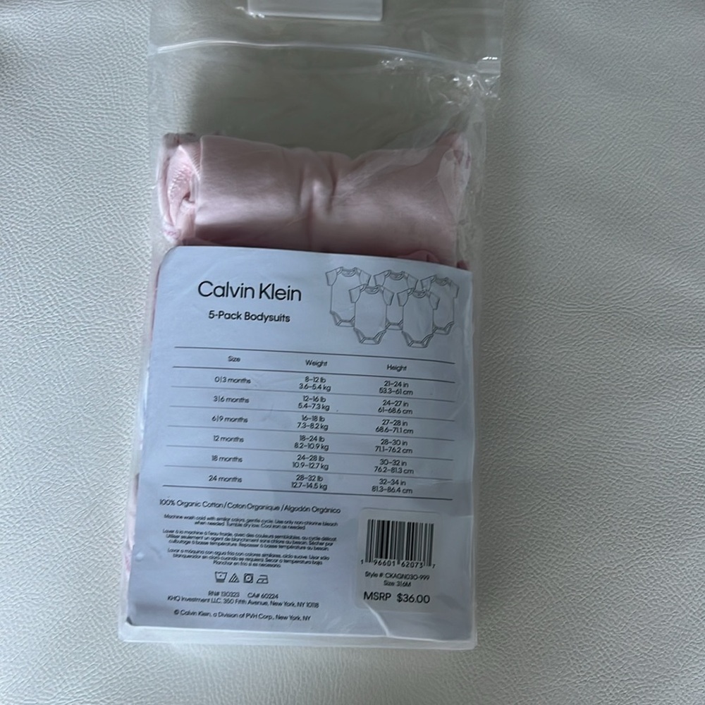 Open Package Calvin Klein Organic Baby 5 Pack Bodysuits - Picture 2 of 4